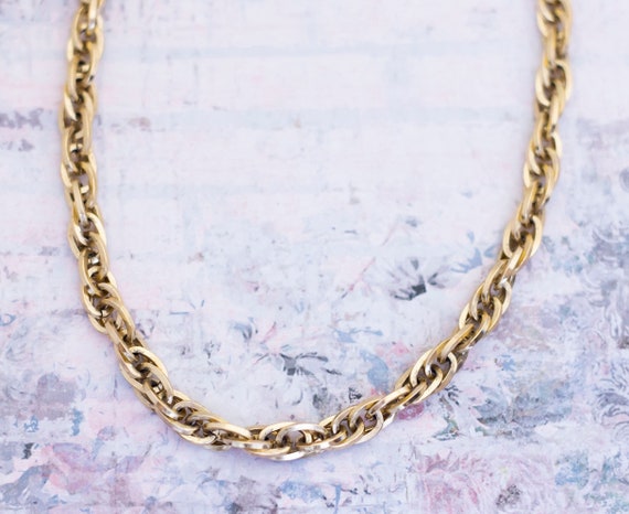 Vintage Gold Tone Elegant Rope Chain Necklace 36 … - image 1
