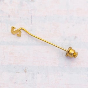 Vintage Gold Tone Minimalist Initial S Personal Stick Pin - BB4