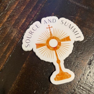 Source and Summit Catholic monstrance sticker | Eucharistic revival, Eucharistic renewal, Eucharistic adoration | Real Presence decal