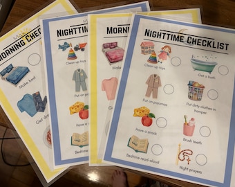 Morning and Bedtime Routine Checklists for Catholic Kids | Visual Preschool & Kindergarten Chart | Chore chart