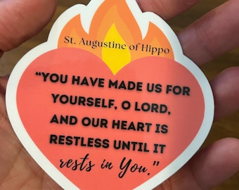 St. Augustine Restless Heart Sticker – Catholic Gift – Augustinian Spirituality