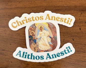 Christ is Risen Sticker: Paschal Greeting in Multiple Languages