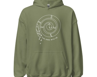 This ends with me. - Generational Trauma - Cycles of abuse - Therapy - Unisex Hoodie Active (White Outline)