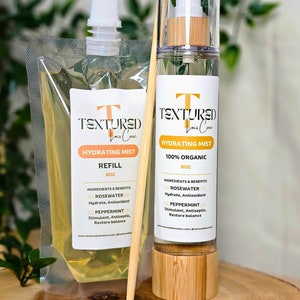 Refill for Rosewater hydrating spray/mist for microlocs, sisterlocks, locs hair care and loose hair. Prevent dandruff, nourish, moisturize.