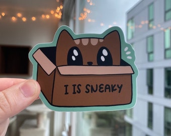 Sneaky Cat Single Sticker -  Waterproof Vinyl Matte Sticker - Kawaii Stationary