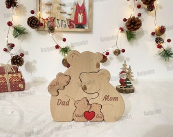 Wooden Family Gifts, Birthday Gifts, Koala Family Puzzles,Home Decor, Name Puzzles, Gifts for Friends and Family, Family of 4,Parents Gifts