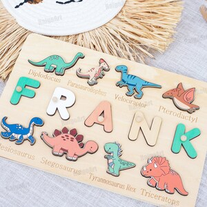 Dinosaur Baby name puzzle-Personalized puzzle-Baby Name Puzzle-Gifts For Kids-Dino Baby Shower-gift for baby-Christmas gift-1th Birthday image 5