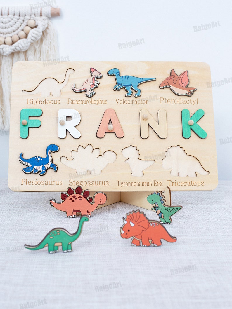 Dinosaur Baby name puzzle-Personalized puzzle-Baby Name Puzzle-Gifts For Kids-Dino Baby Shower-gift for baby-Christmas gift-1th Birthday image 7