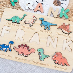 Dinosaur Baby name puzzle-Personalized puzzle-Baby Name Puzzle-Gifts For Kids-Dino Baby Shower-gift for baby-Christmas gift-1th Birthday image 4