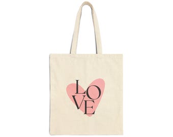 Bolsa tote de lona de algodón con amor