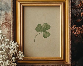 St. Patrick's Day kunst aan de muur, aquarel klaverkunstwerk, vintage Iers decor, neutraal groene minimale muurkunst