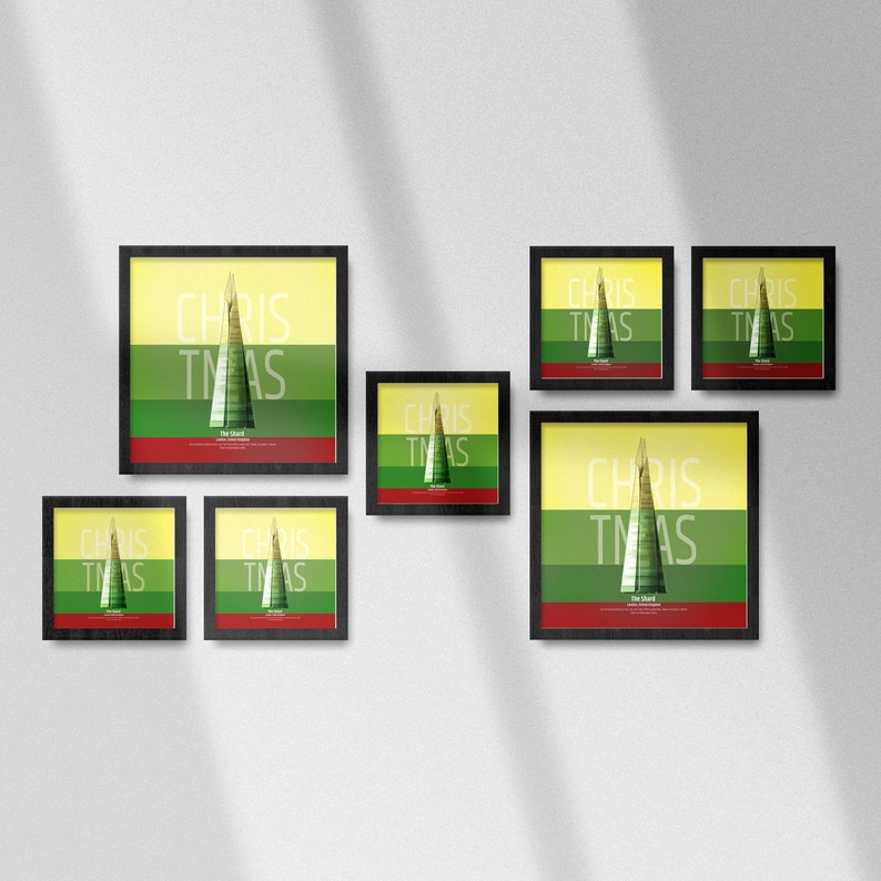 Urban Christmas Seasonal the Shard Wall Art, Yellow and Green, Room
