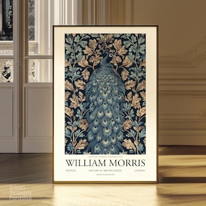 William Morris Wild Animal Wall Art, Peacock Art Print, Vintage Country Botanical Gift For Her, Textiles Art Nouveau Decor Digital Download