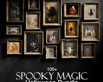 100+ Spooky Halloween Wall Art Bundle, Fall Rustic Gothic Prints, Vintage Cottagecore Aesthetic Decor, Dark Academia Printable Art Set