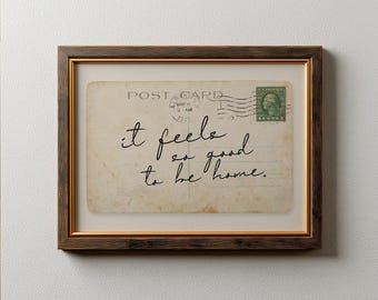 Arte de pared "Se siente tan bien estar en casa", postal vintage, decoración retro, impresión de carta de amor de San Valentín, regalo romántico de moda para ella