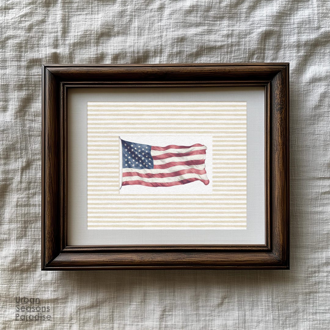 Vintage American Flag Wall Art, 4th of July Farmhouse Decor, Patriotic ...