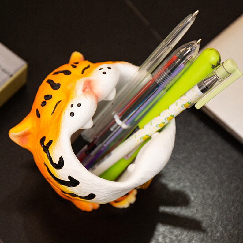 Creative Animal Pen Holdercute Tiger Pen Holdercute Animal Etsy