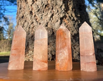 Fire Quartz Tower / Point High Quality Fire Quartz with Rainbows / Wand Obelisk / Natural Polished Stone / Metaphysical Healing Chakra