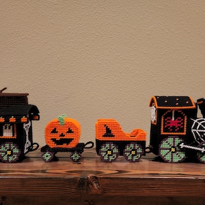 Halloween plastic canvas train pattern