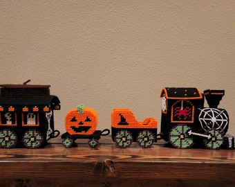 Halloween plastic canvas train pattern