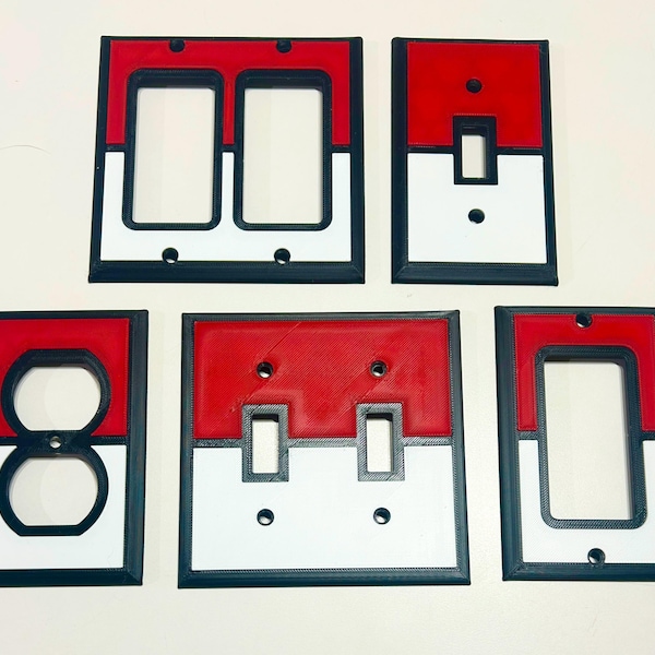 Pokéball Lichtschalterabdeckung; 3D Gedruckt Gamer Dekor