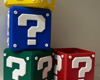3D Printed Mario Question Block Piggy Bank - Magnetic Lid
