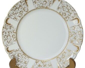Antike Haviland & Co Limoges Frankreich Gold Vergoldete Kabinett Teller Abendessen 9,5 "1888-1896 8er Set