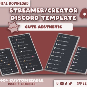 Vanilla Aesthetic Streamer & Content Creator Discord Server Template - Great For Twitch, YouTube, TikTok + Twitter Users - Cute Kawaii