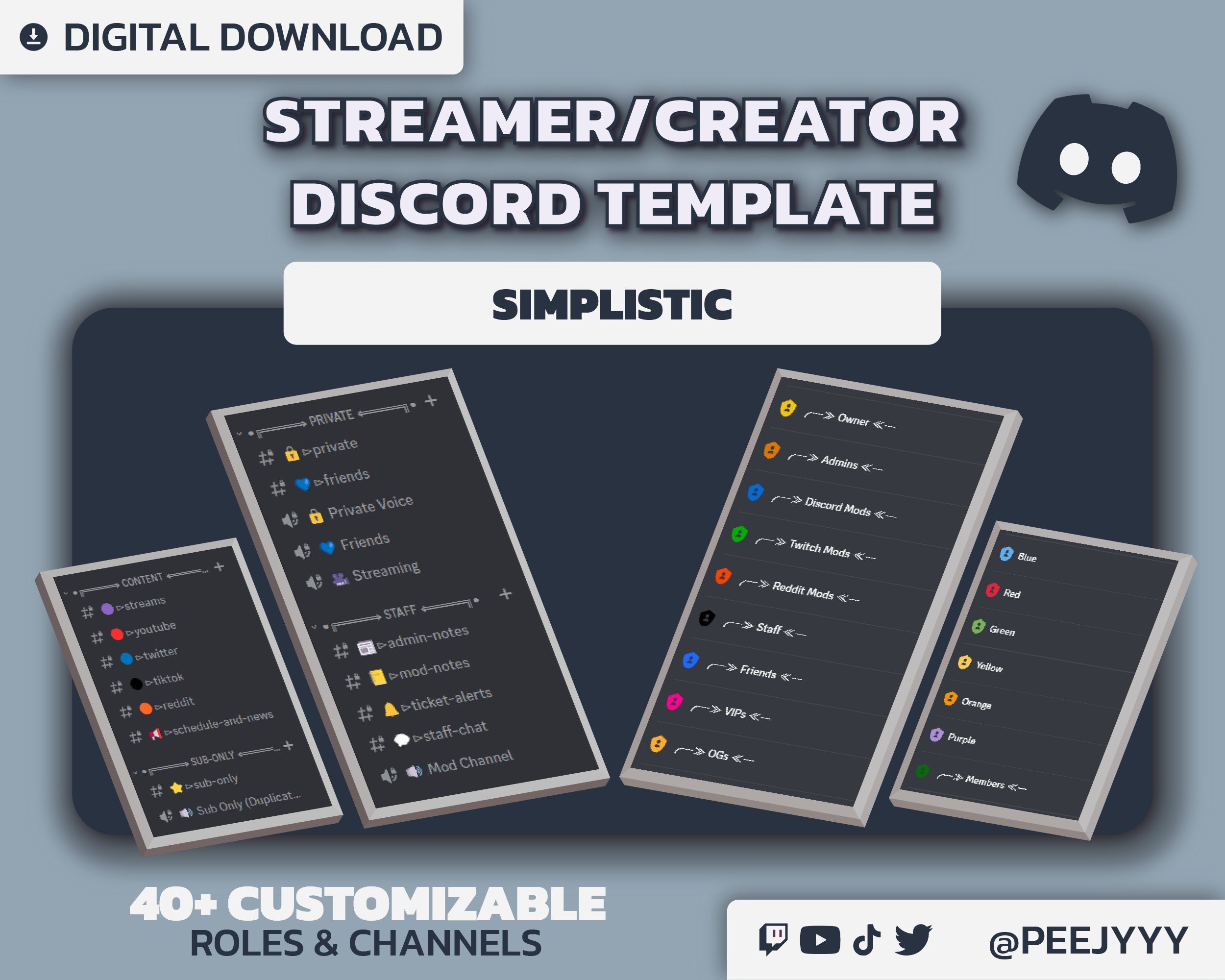 Simplistic Streamer & Content Creator Discord Server (Instant