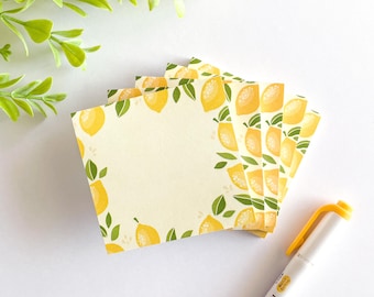 Fruity Fun Lemon Sticky Notes | Cute Summer Fruit Sticky Notes | Cute Fruit Stationery | Cute Citrus Sticky Notes | Cute Food Memo Pad