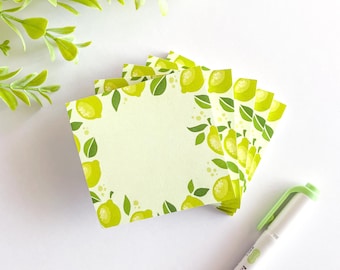 Fruity Fun Lime Sticky Notes | Cute Summer Fruit Sticky Notes | Cute Fruit Stationery | Cute Citrus Sticky Notes | Cute Food Memo Pad