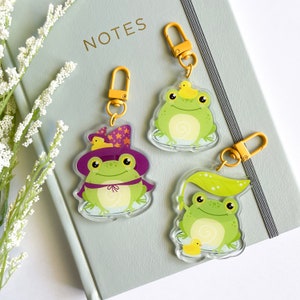 Puddle Frog Keychain | Umbrella Frog Keychain | Wizard Frog Keychain | Cute Frog Keychain | Double-Sided Acrylic Keychain