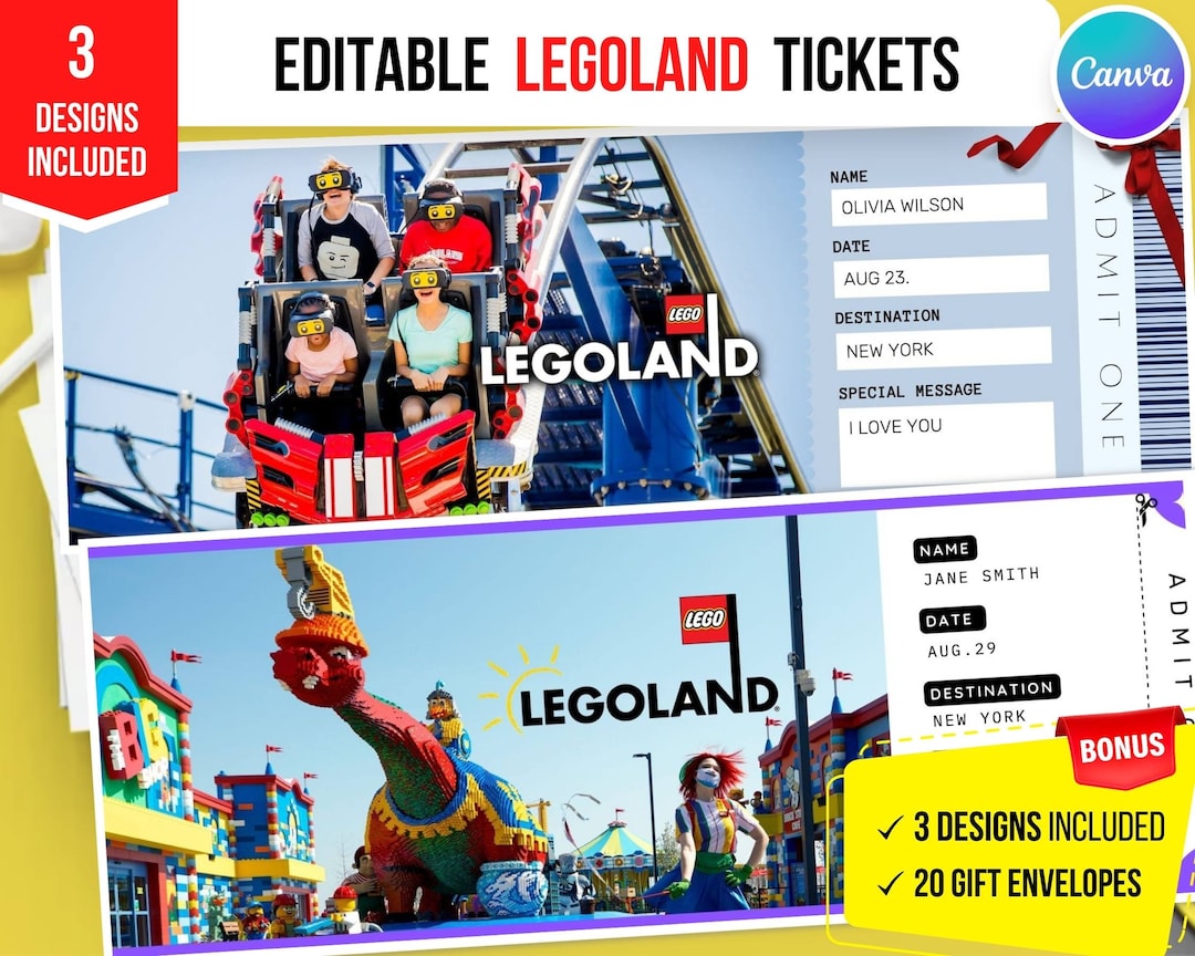 Printable Legoland Surprise Gift Ticket. Editable Legoland Etsy