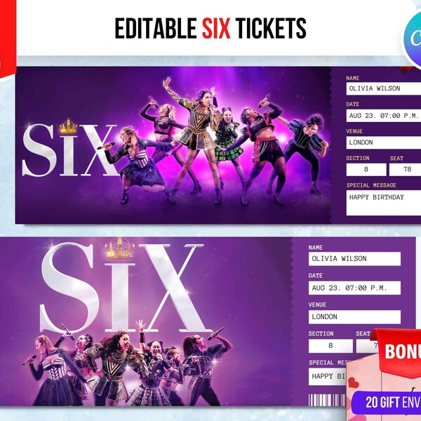 Six the Musical Ticket Template Etsy