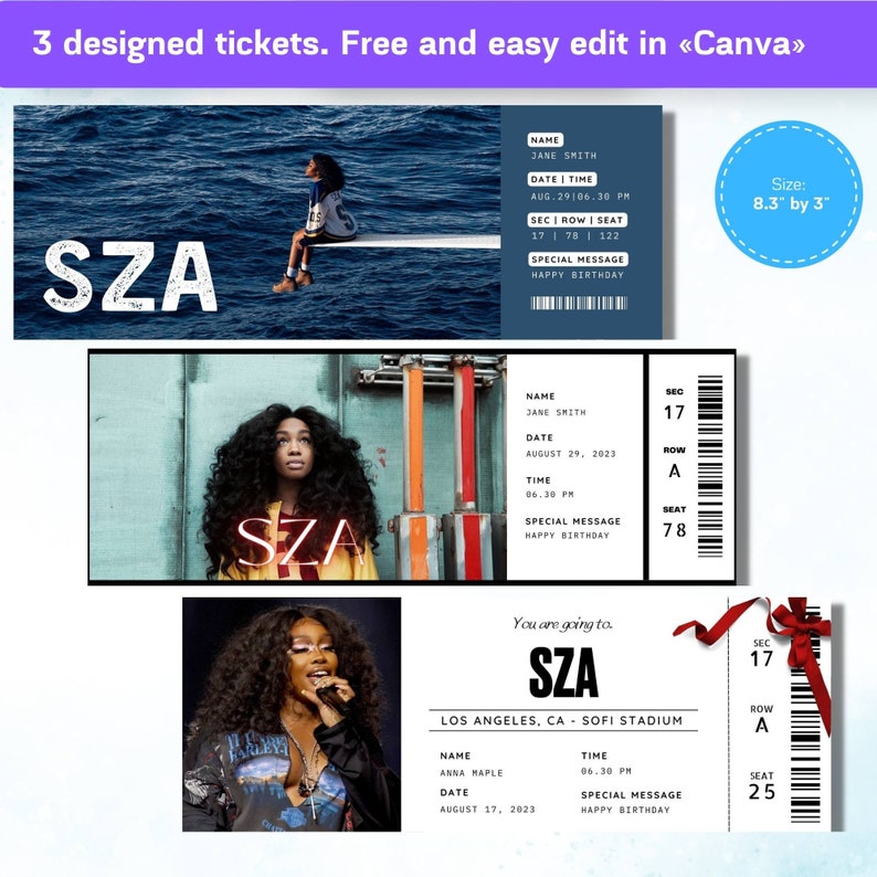 Editable SZA Concert Surprise Ticket Template Printable SZA Etsy