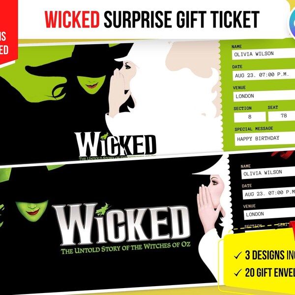 Wicked Ticket Template Etsy