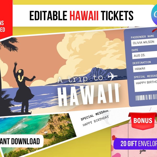 Hawaii Ticket Etsy