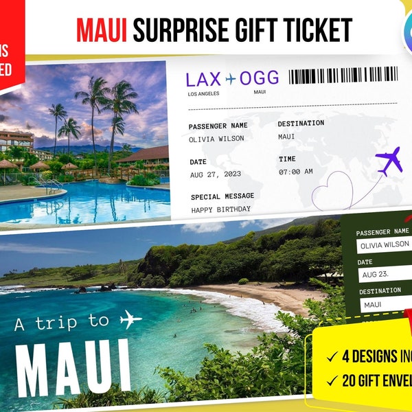 Printable Maui Ticket Etsy
