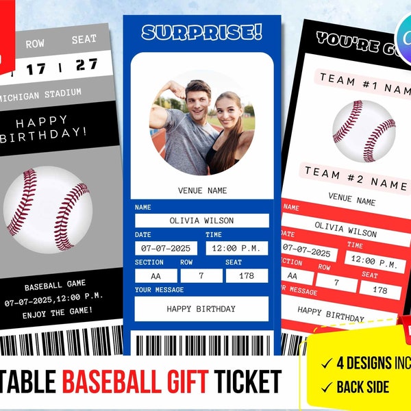 Baseball Ticket Etsy
