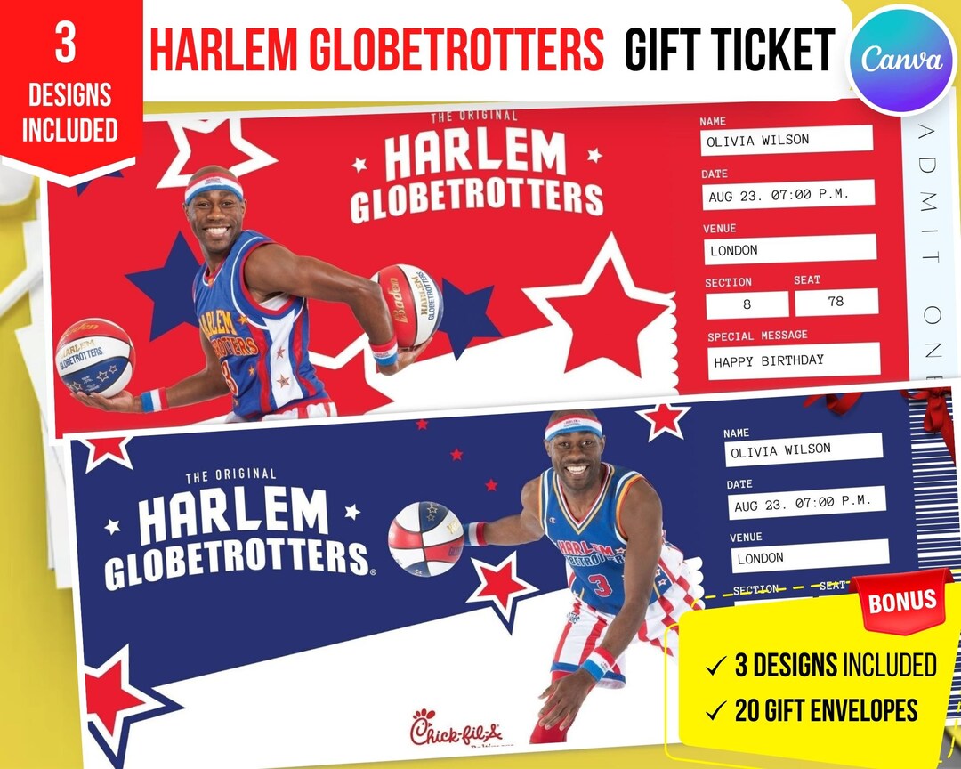HARLEM GLOBETROTTERS Broadway Surprise Ticket. Printable - Etsy UK