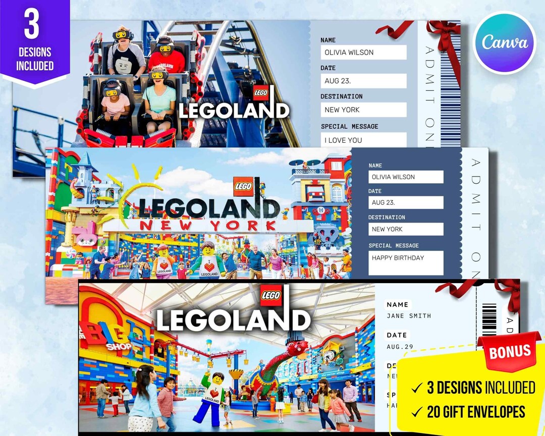 Printable Legoland Surprise Gift Ticket. Editable Legoland Etsy