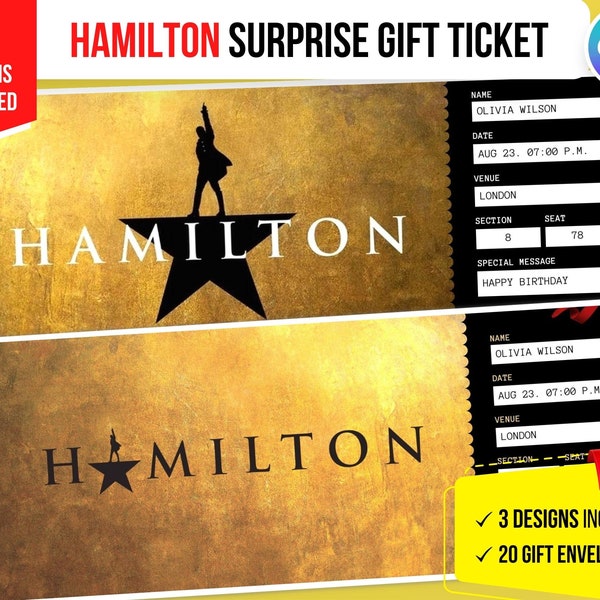 Printable Hamilton Musical Ticket Etsy