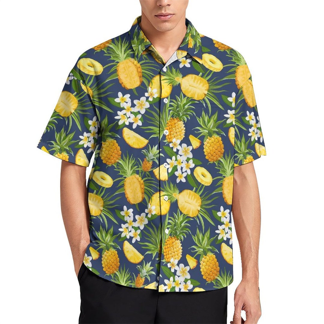 Tropical Palm Leaf Pineapple Print Men's Zip Up Hoodie