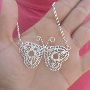 Handmade Silver Butterfly Pendant Necklace  – Elegant Boho Pendant – Butterfly Jewelry for Women, Fine Silver necklace , Handmade Butterfly