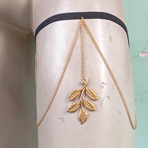 Gold Leaf Thigh Chain Jewelry | Adjustable body Chain for Women | Boho Festival Leg Jewelry | Gold Leg Chain | Summer Beach Body Jewelry