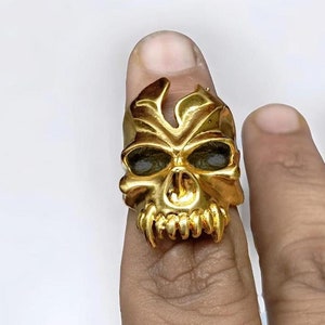 Gold Skull Ring, Sterling Silver Skull Ring, Men&#39;s Skull Ring, Handmade Skull Ring, Women&#39;s Skull Ring