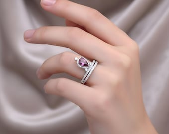 パープルアメジストハローリング：スターリングシルバー2月誕生石リング