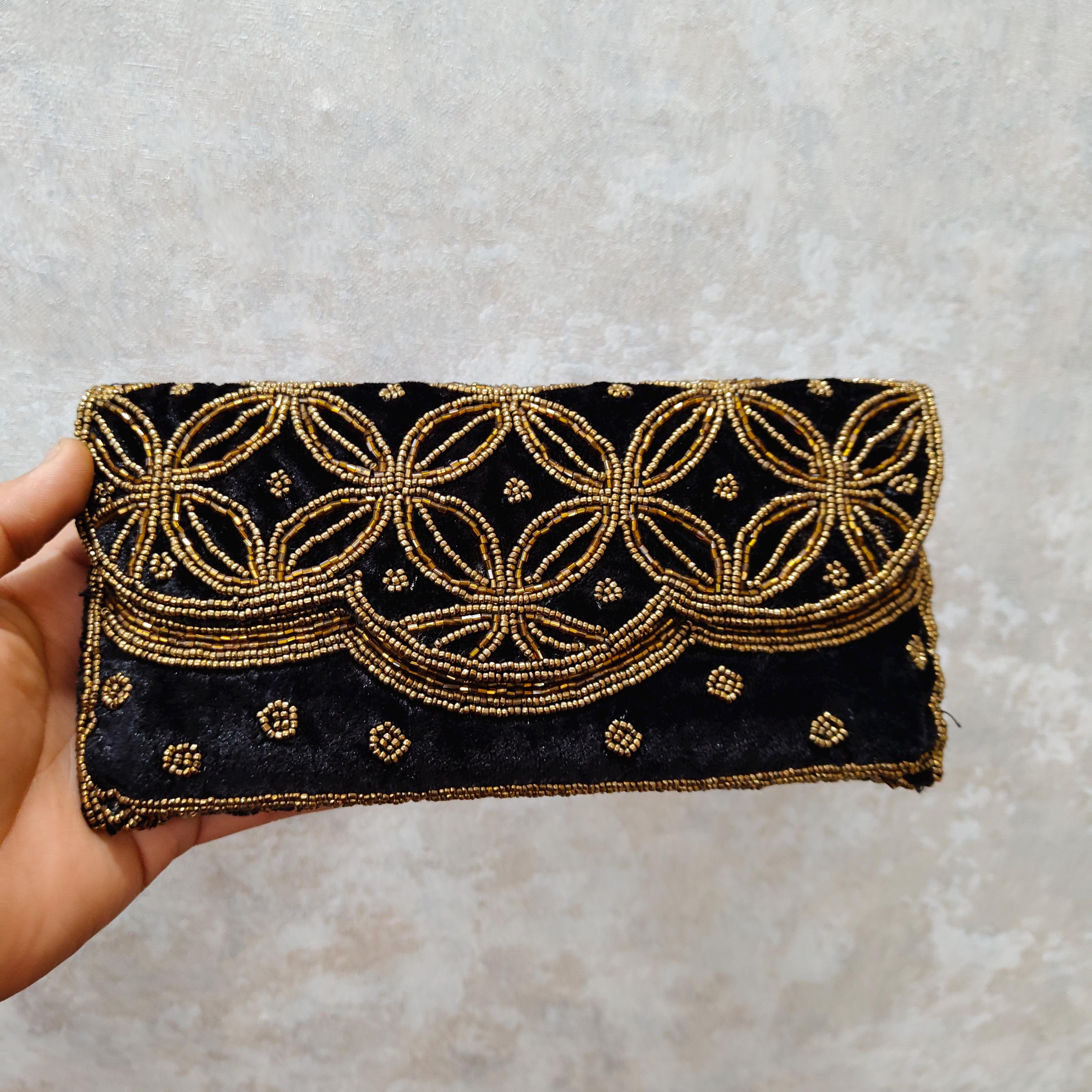 Borsa A Tracolla In Velluto Con Manico A Perle E Catena - Pochette Da Sera YJW