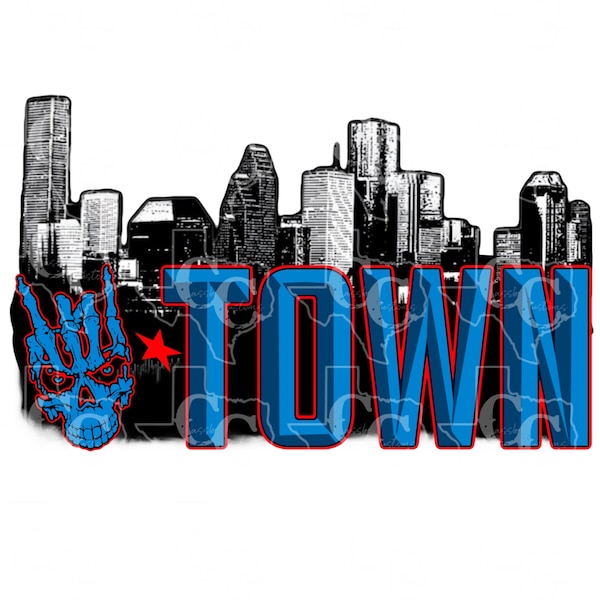 H-Town Houston skyline Texan skull H PNG digital file only