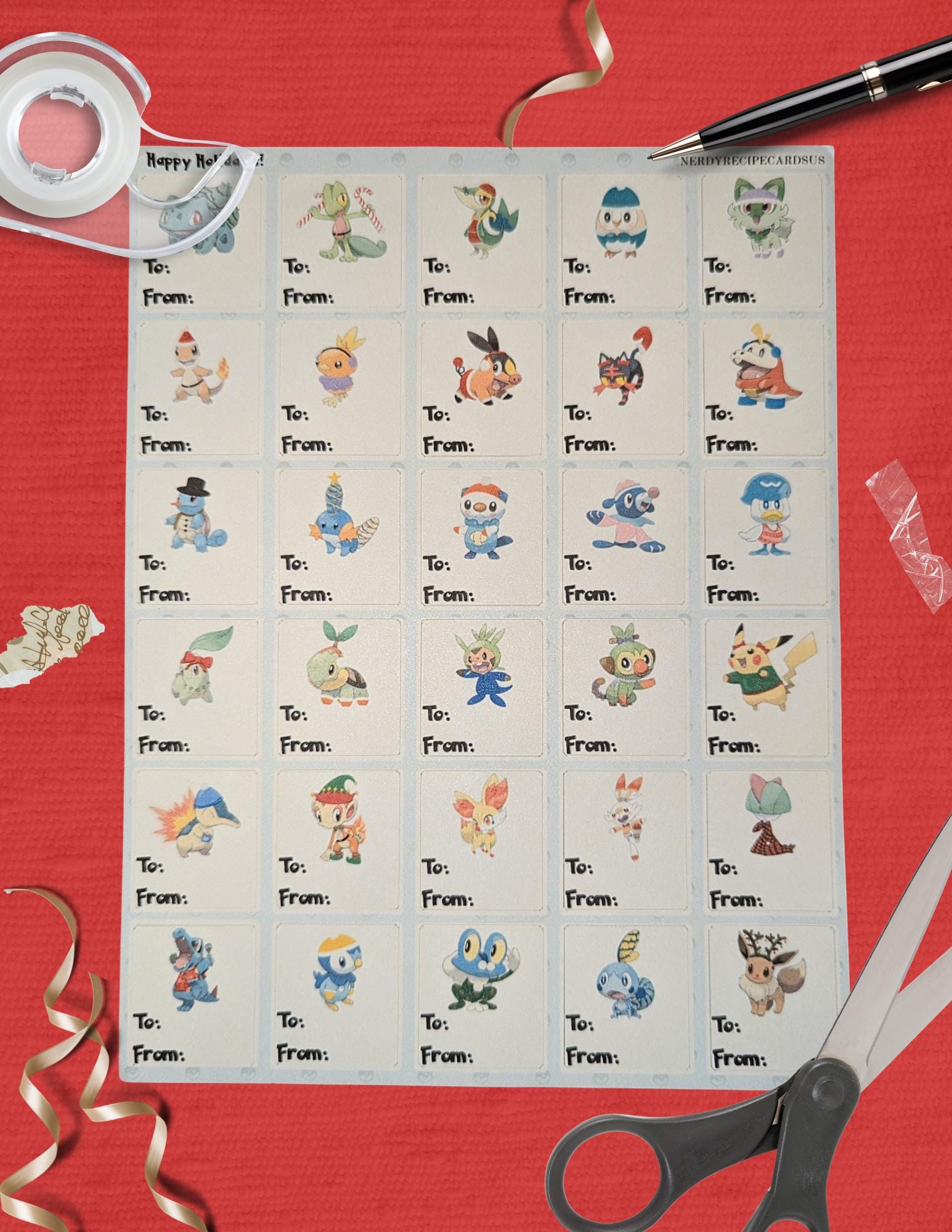 Spell Tag Pokémon Gift Tag Label Stickers - Etsy Australia